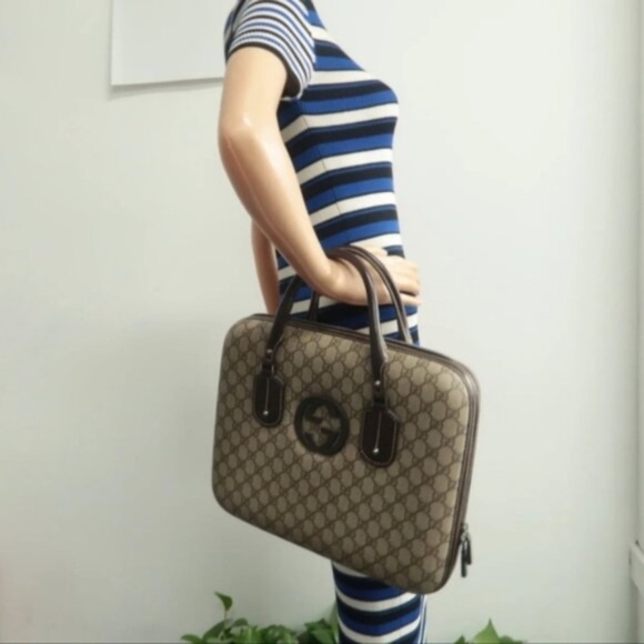 100%  Authentic GUCCI Brown Monogram Canvas Tote Bag - Picture 11 of 11